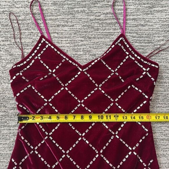 NWT Ramy Brook Omega Rhinestone Fuchsia Velvet Mini Dress Large - Picture 9 of 12